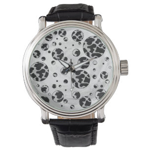 Polka Dot Cow Black and White Print Watch
