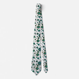 Polka Dot Cow Brown and Teal Print Tie