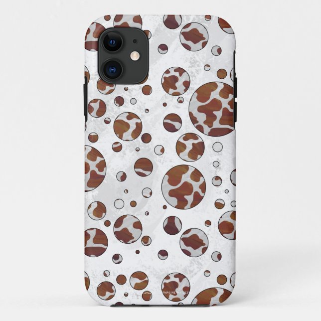 Polka Dot Cow Brown and White Print Case-Mate iPhone Case (Back)
