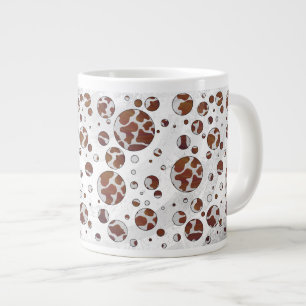 Polka Dot Cow Brown and White Print Large Coffee Mug