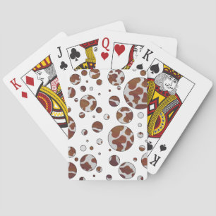 Polka Dot Cow Brown and White Print Playing Cards