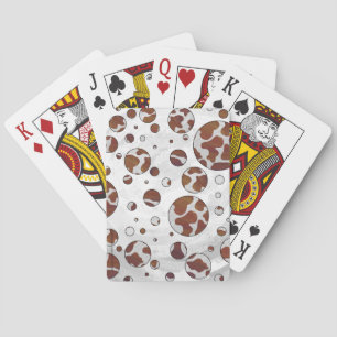 Polka Dot Cow Brown and White Print Playing Cards