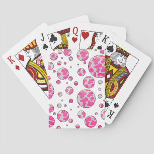 Polka Dot Cow Pink and White Playing Cards