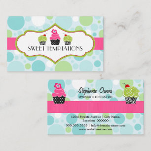 Polka Dot Crazy Cupcake Bakery Business Card