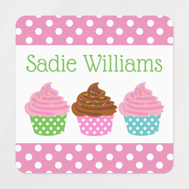 Polka Dot Cupcake Personalized Clothing Labels (Design 1)