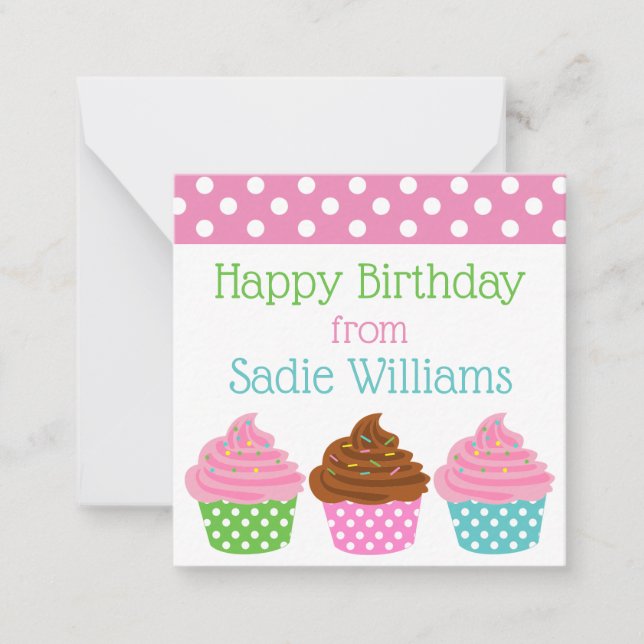 Polka Dot Cupcake Personalized Gift Enclosure Card (Front)