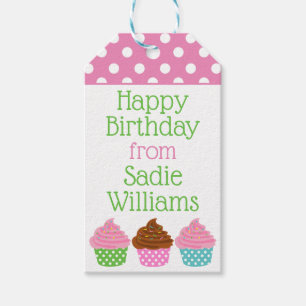 Polka Dot Cupcakes Personalized Gift Tags