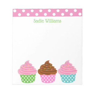 Polka Dot Cupcakes Personalized Notepad
