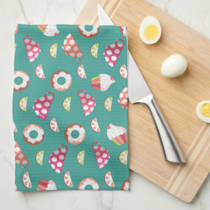 Polka Dot Cups Cakes Doughnuts Lemons Grapefruits Kitchen Towel