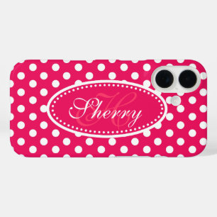 Polka dot custom red pink white  iPhone 16 case