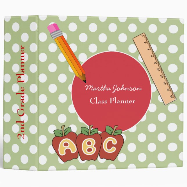 Polka Dot Custom Teacher's Class Planner Binder (Front/Spine)