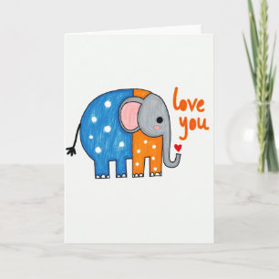Polka Dot Cute Elephant Love You Card