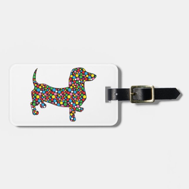 Polka Dot Dachshund Luggage Tag (Front Horizontal)