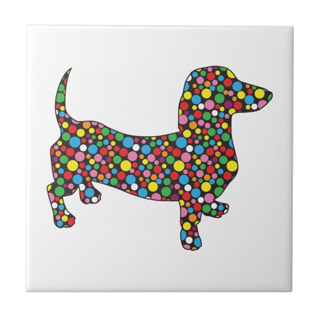 Polka Dot Dachshund Tile (Front)