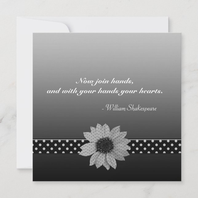 Polka Dot Daisy Grey & Black Wedding Invitation (Front)