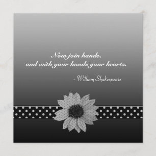 Polka Dot Daisy Grey & Black Wedding Invitation