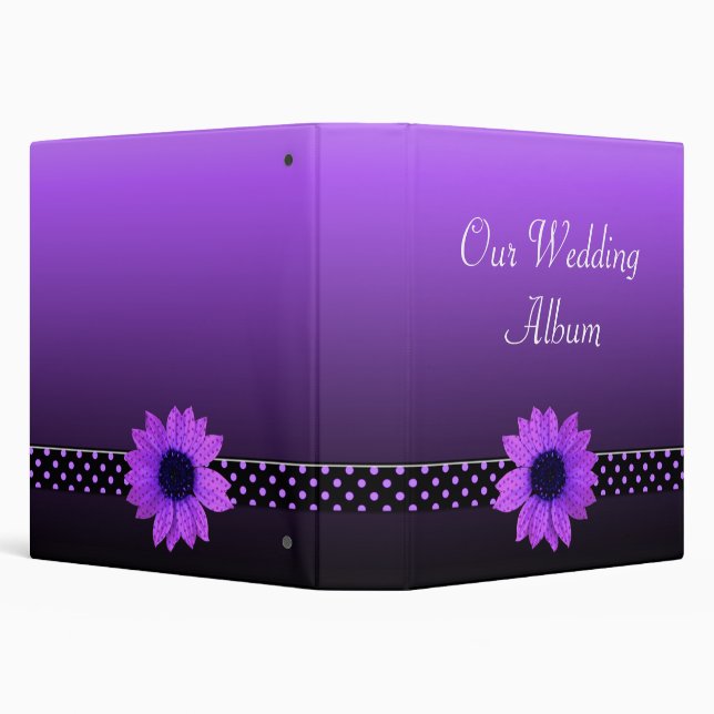 Polka Dot Daisy Purple Wedding Binder (Background)