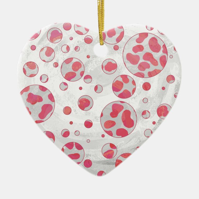 Polka Dot Dalmatian Pink and White Ceramic Ornament (Front)