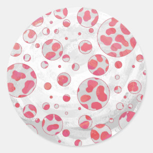 Polka Dot Dalmatian Pink and White Classic Round Sticker