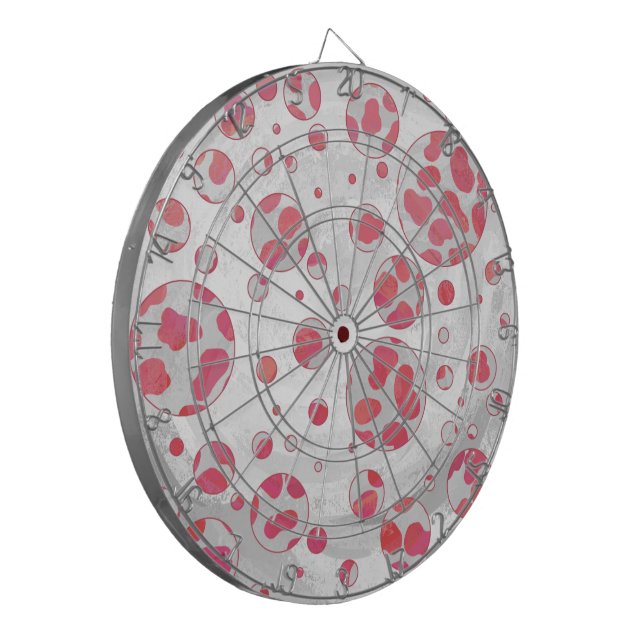 Polka Dot Dalmatian Pink and White Dartboard (Front Left)