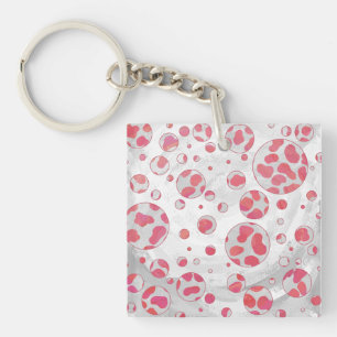 Polka Dot Dalmatian Pink and White Keychain