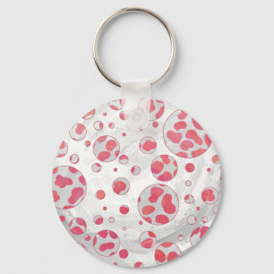 Polka Dot Dalmatian Pink and White Keychain