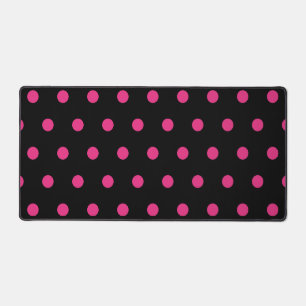 Polka Dot Desk Mat (Black & Neon Pink)