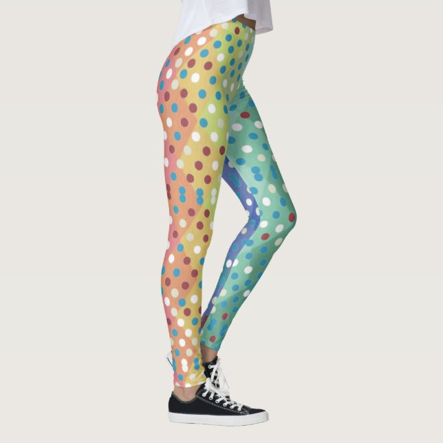 Polka dot Diamond pattern multicolor Leggings (Right)