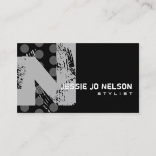 Polka Dot Distressed - Monogram N Business Card
