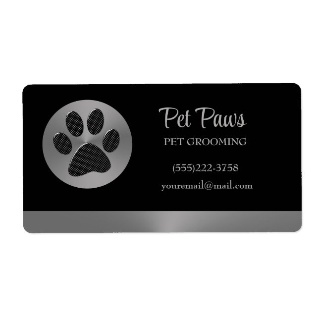 Polka Dot Dog Paw on Silver Pet Grooming Service   (Front)