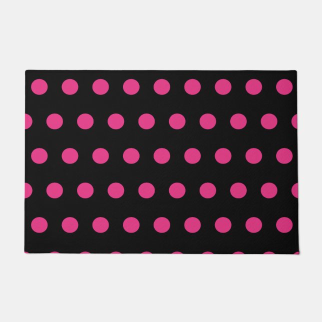 Polka Dot Door Mat (Black & Neon Pink) (Front)