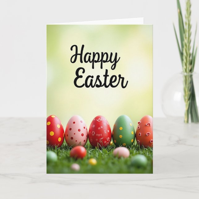 Polka Dot Eggs Easter Card (Front)