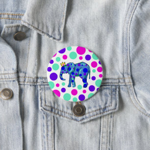 Polka Dot Elephant Pin-On Button
