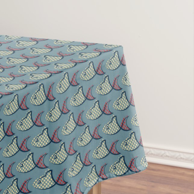 Polka Dot Fish Pattern Tablecloth (In Situ)