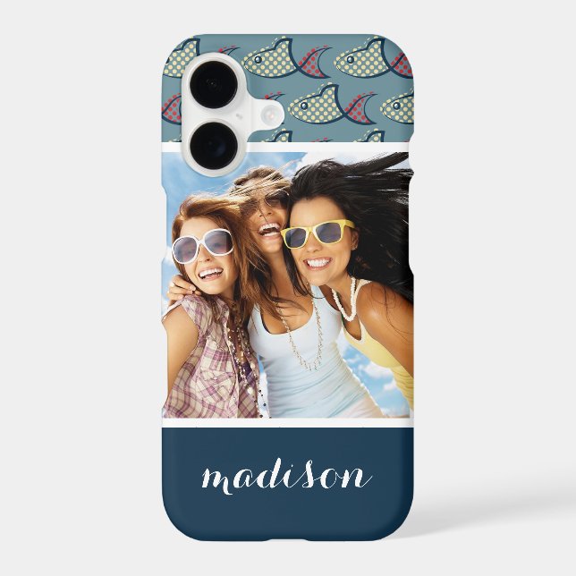 Polka Dot Fish Pattern | Your Photo & Name (Back)