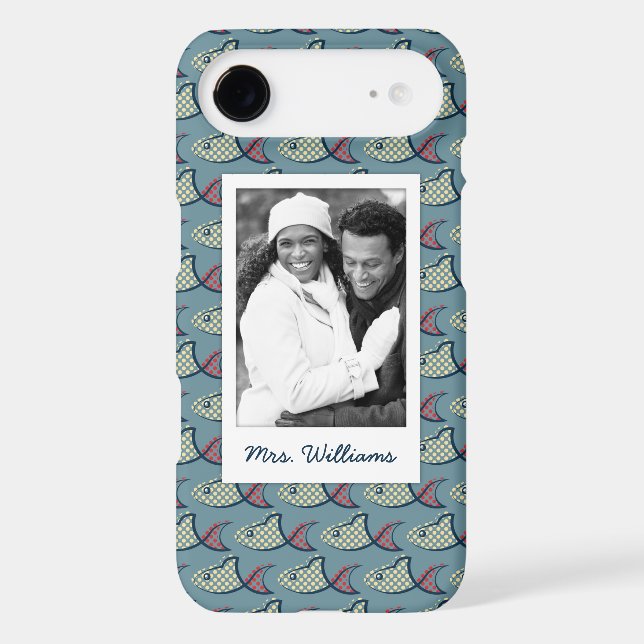 Polka Dot Fish Pattern | Your Photo & Name Case-Mate iPhone Case (Back)