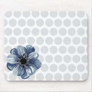 Polka Dot Floral Mousepad with Watercolor Flower