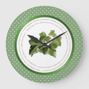 Polka Dot Flower Meanings - Green Ivy Large Clock