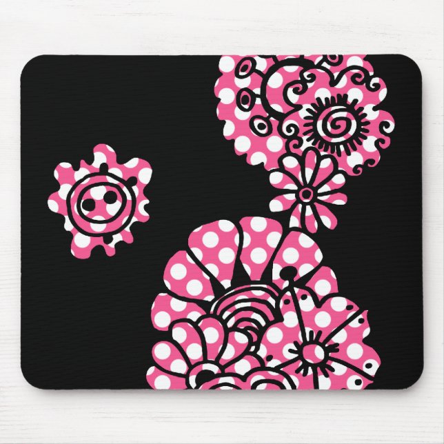 Polka Dot Flowers Mouse Pad (Front)