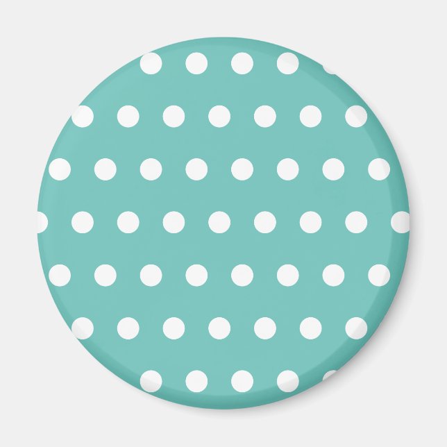 Polka Dot Fridge Magnet (Aqua & White) (Front)