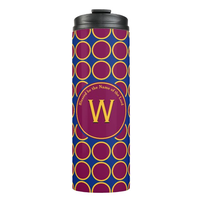 POLKA DOT Geometric Customized Monogram Maroon Thermal Tumbler (Front)