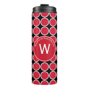 POLKA DOT Geometric Monogram Customized Red Thermal Tumbler