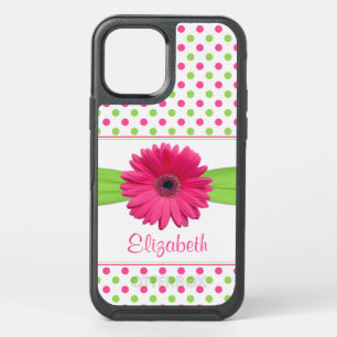 Polka Dot Gerbera Daisy Pink Green