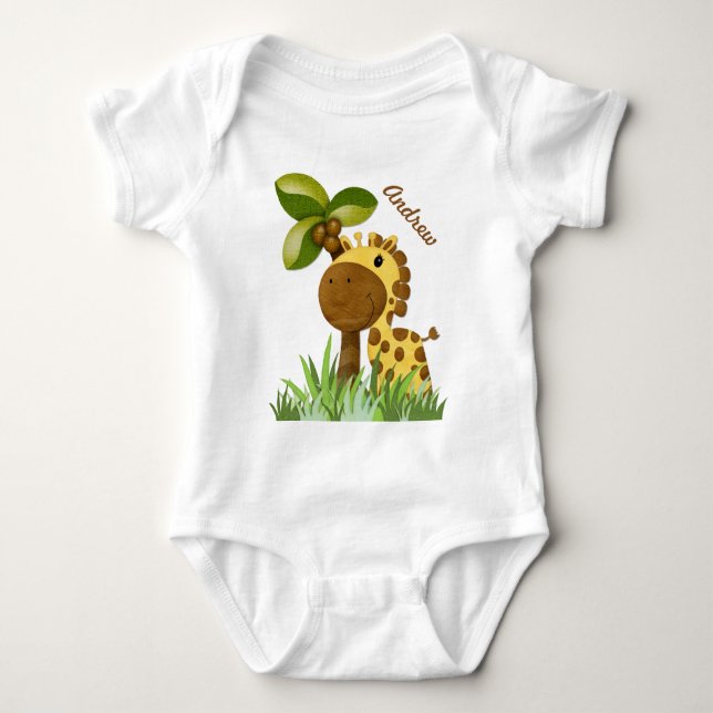 Polka Dot Giraffe Baby Bodysuit (Front)