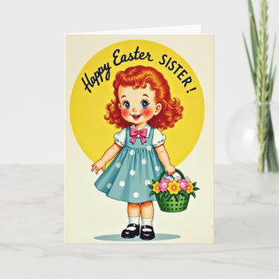 Polka Dot Girl Easter Card