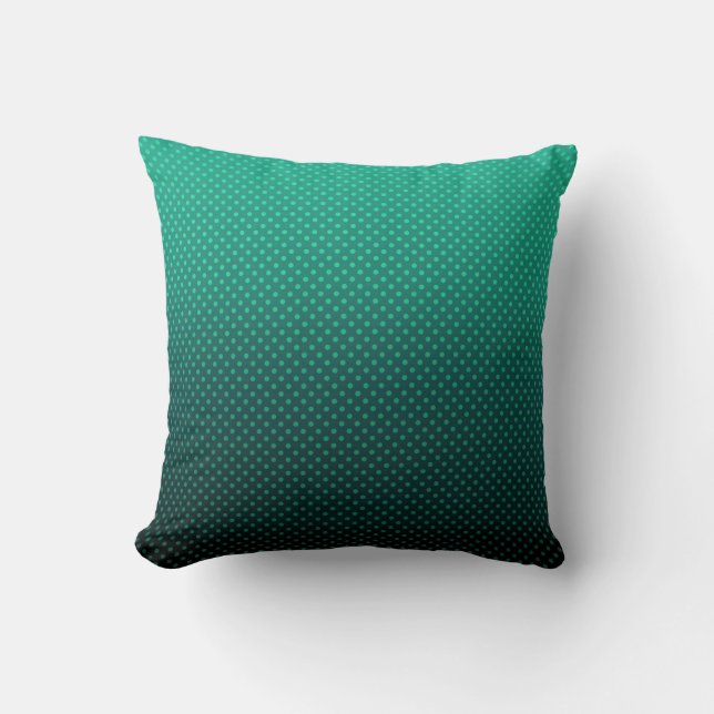 Polka dot gradient green black colours dark print throw pillow (Front)