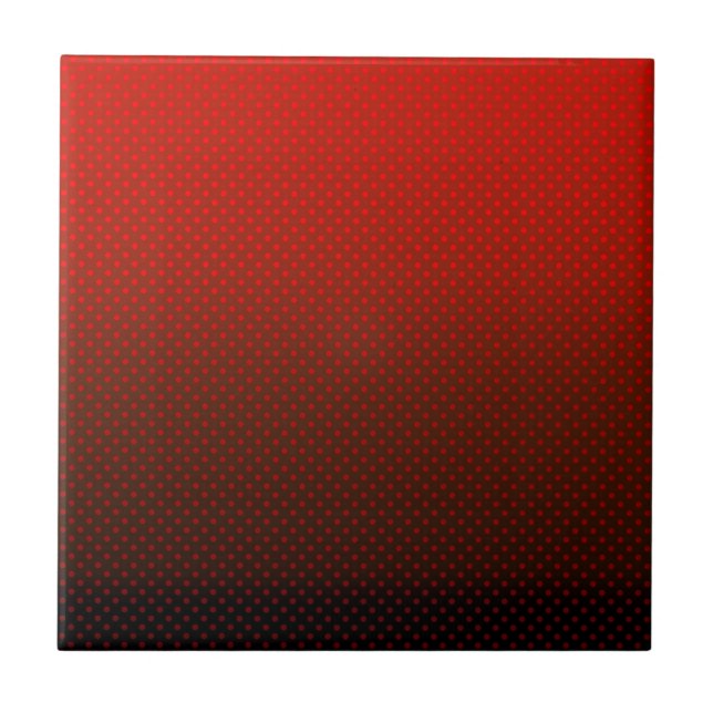 Polka dot gradient red black colours dark print tile (Front)