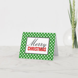 Polka Dot Green, Red Merry Christmas Greeting Card