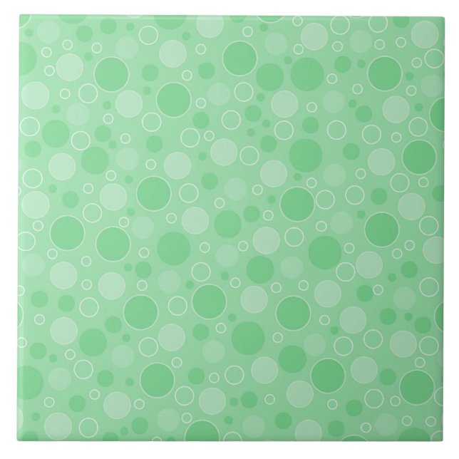Polka dot green tones retro sixties tile (Front)