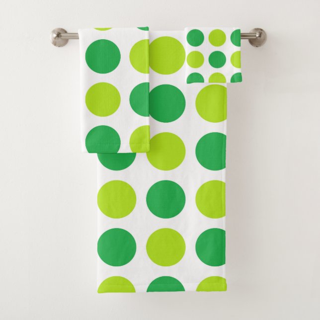 Polka Dot Greens Bath Towel Set (Insitu)